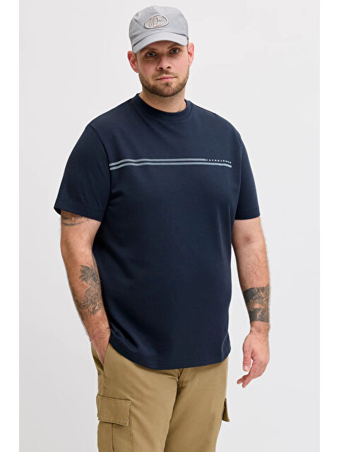 Jack & Jones Plus Büyük Beden Pamuklu Regular Fit Bisiklet Yaka T Shirt 12297257 - S000515221-29672