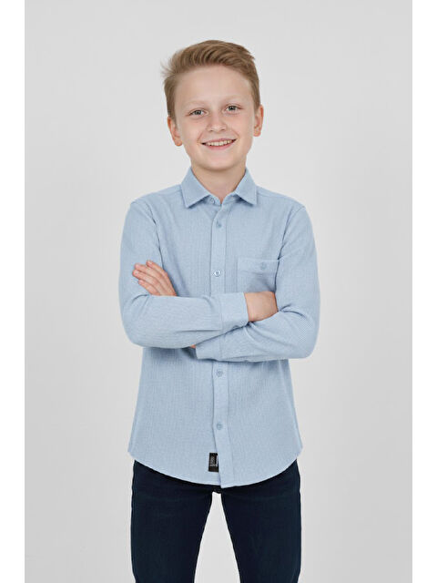 Modanino Erkek Çocuk %100 Waffle Pamuk Gömlek 3-12 Yaş 12521HC - S000516214-17437