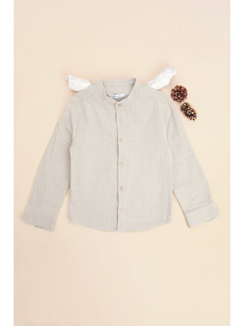 Fullamoda %100 Pamuk Keten Görünümlü Erkek Çocuk Gömlek - S000527994-26429