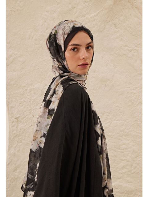 Fresh Scarfs Dora Desen Rami Şal Antrasit - S000458303-29666