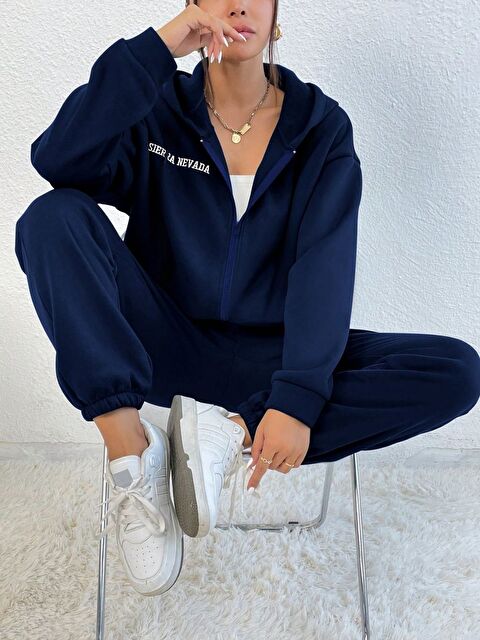 Trendseninle Kadın Laci Sierra Nevada Baskılı Hırka Jogger Oversize Eşofman Takımı - S000112693-21164