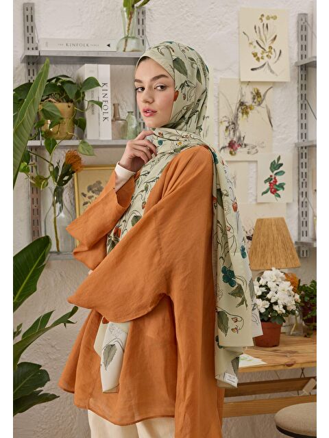 Fresh Scarfs Strawberry Desen Şal Soft Yeşil - S000458304-18194