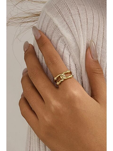 New Obsessions 18 K Halka Zincir Altın Rengi Ayarlamalı Kadın Yüzük - S000458306-20076