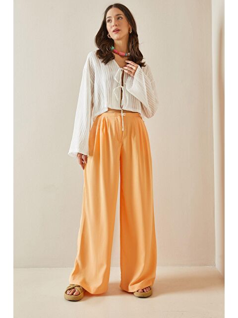 Xhan Yavruağzı Yüksek Bel Pileli Palazzo Pantolon 5YXK5-48660-21 - S000211693-26407