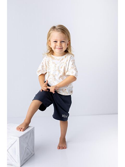 MİNİNİO Erkek Çocuk Hayvan Desenli Tişört ve Şort Takım - S000316715-19965