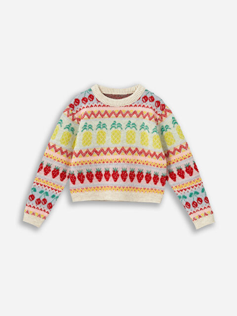 Dexia Fruit - Bisiklet Yaka Meyve Desenli Triko Kazak - Multicolor Renk - S000318211-37577