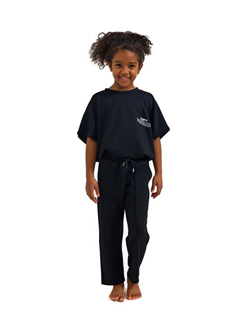 Katia And Bony Kız Çocuk Siyah Renkli Fitilli Beli Bağlamalı Eşofman Altı - S000149927-19351