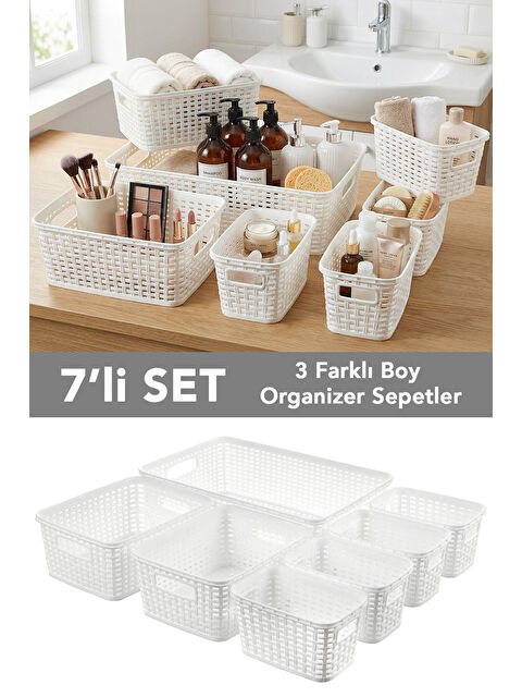 Meleni Home 7'li Çok Amaçlı Organizer Sepet Seti
