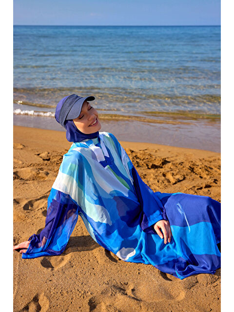 Marina Renkli Desenli İpeksi Pareo Kaftan P2507 - S000503833-37350