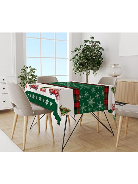 Evmila Yılbaşı Desenli Kadife Doku Masa Örtüsü - S000111571-23173