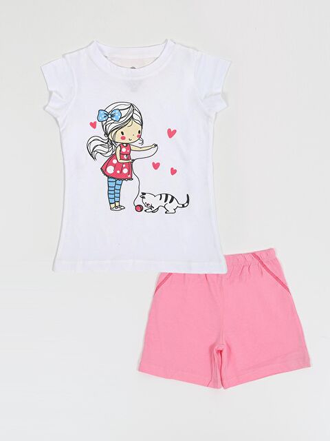 Luggi Baby Bisiklet Yaka Kısa Kollu Kız Çocuk Tişört ve Şort 2'li Takım - S000163219-20063