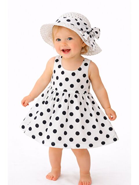 Chicsy Baby Puantiye Desenli Fiyonk Detaylı Kız Bebek Elbise
