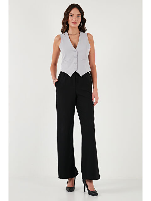 Lela Fitted Fit Düğmeli V Yaka Düğmeli Kadın Yelek 6696796 - S000290939-17308