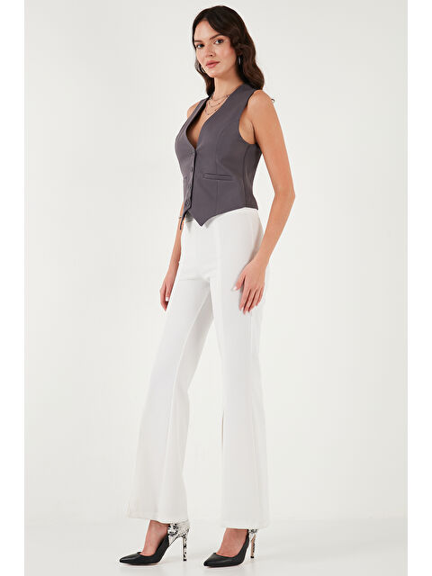 Lela Fitted Fit Düğmeli V Yaka Düğmeli Kadın Yelek 6696796 - S000290939-33408