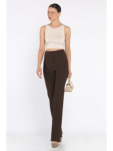 Gülseli Kadın Çizgi Desenli Boru Paça Pantolon - S000399322-29704