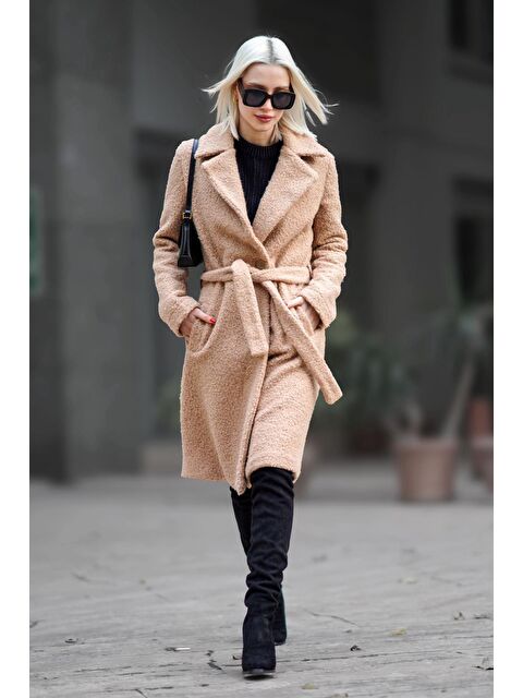 Madmext Camel Astarlı Buklet Kadın Kaban - S000121178-20472