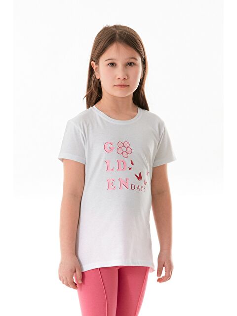Fullamoda %100 Pamuk Golden Days Baskılı Kız Çocuk Tişört - S000381220-20063