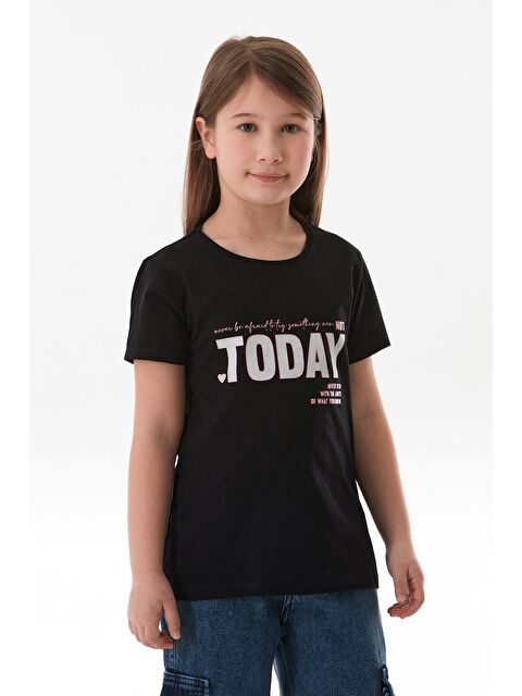 Fullamoda %100 Pamuk Today Baskılı Kız Çocuk Tişört - S000381222-19351