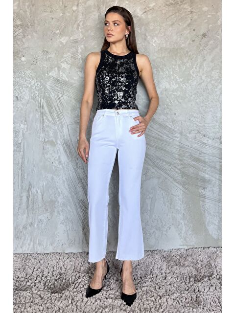 Gülseli Kesik Paça Yüksek Bel Kadın Jean Jean Pantolon - S000361103-20063