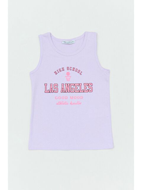 Fullamoda %100 Pamuk Las Angeles Yazı Baskılı Kız Çocuk Kolsuz Tişört - S000381206-17878