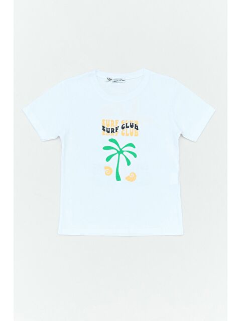 Fullamoda %100 Pamuk Surf Club Yazı Baskılı Kız Çocuk Tişört - S000381225-20063