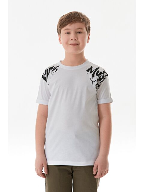 Fullamoda Yazı Baskılı Bisiklet Yaka Erkek Çocuk Tişört - S000381219-20063