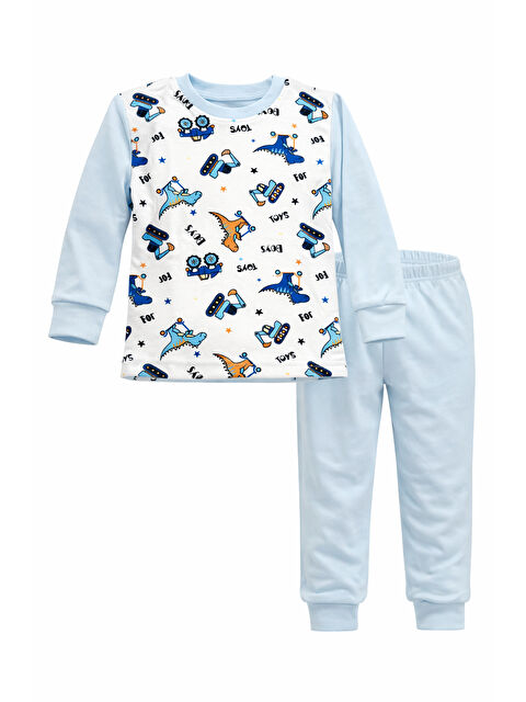 Remsa Çocuk Pamuklu Desenli Pijama Takımı 6068-06 Bebe Mavi - S000516216-3642