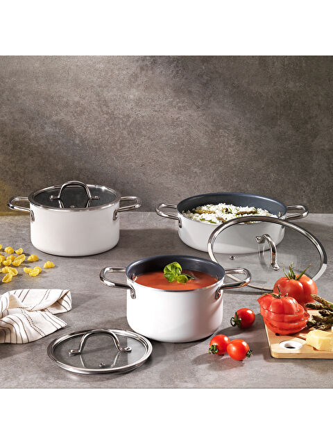 SCHAFER Everyday 3 lü Tencere Seti 6 Parça-Krem - S000511738-19966