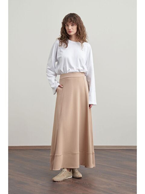 ALLDAY Vizon-Pamuklu Etek Ucu Bantlı Çan Etek - S000500682-26429