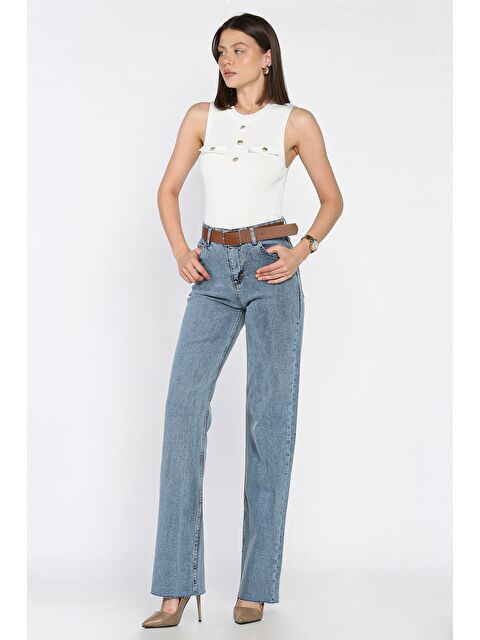 Gülseli Kadın Kemerli Kesik Paça Jean Jean Pantolon - S000399330-3642