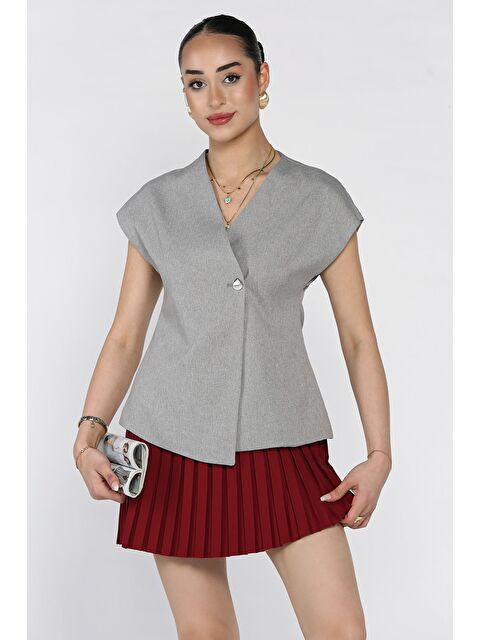 Gülseli Kadın Astarlı Tek Düğmeli Yelek - S000399324-20600