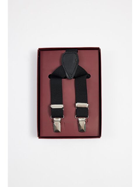 TUDORS Düz İnce Siyah Erkek Pantolon Askısı - S000520229-19351