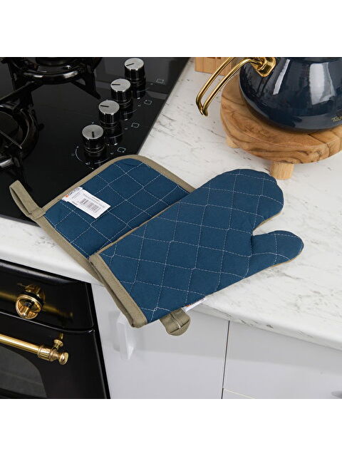 Evidea Soft Fırın Eldiven Tutaç Seti - Yeşil / Lacivert - S000511751-37470