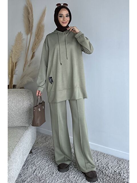 Julude Kapüşonlu Tunik Pantolon Tesettür İkili Takım - S000491587-18547