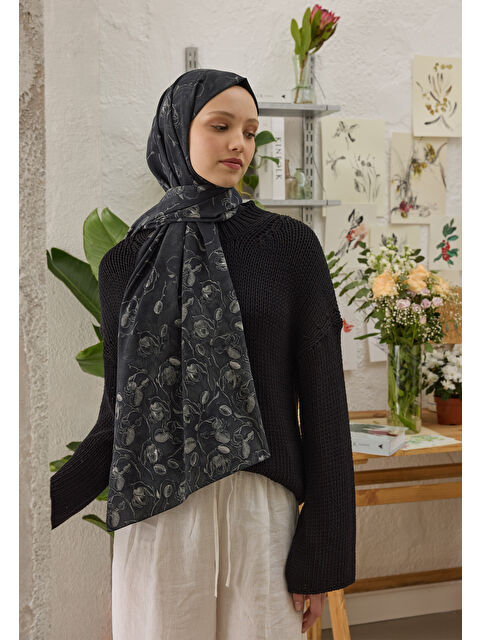 Fresh Scarfs Ruby Desen Şal Siyah - S000458308-19351