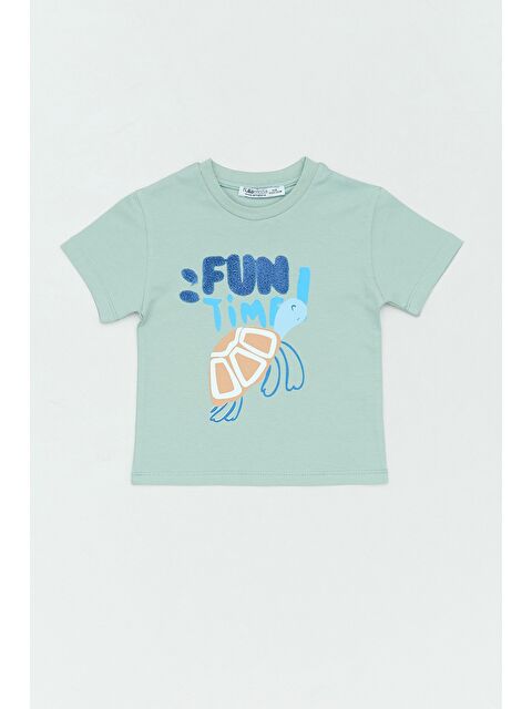 Fullamoda Fun Nakışlı Bisiklet Yaka Erkek Çocuk Tişört - S000381169-20054