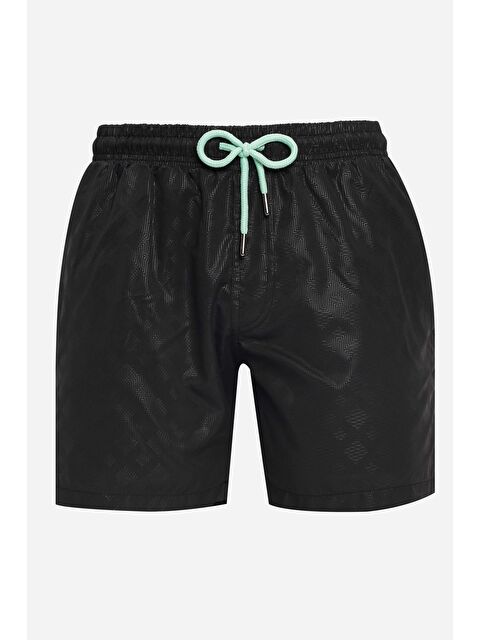 TUDORS Erkek Standart Fit Hızlı Kuruyan Desenli Lacivert Mayo Deniz Şortu