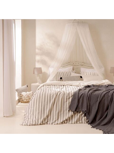 Evidea Soft Rene İpliği Boyalı Çift Kişilik Nevresim Takımı - Krem / Antrasit - S000511766-37421