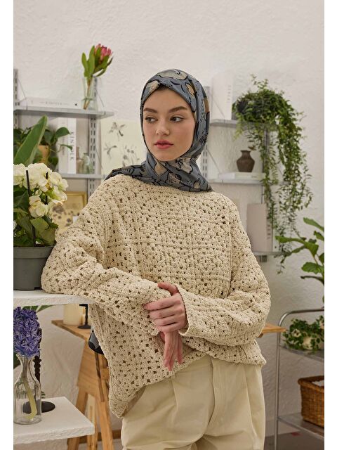 Fresh Scarfs Arıa Desen Şal Mavi - S000458309-17234