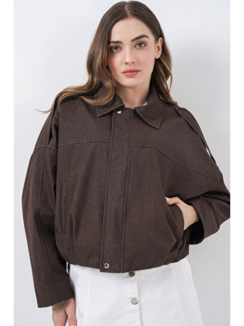 Bigdart Kadın Jean Bomber Ceket 0737 - Kahverengi - S000503794-19413