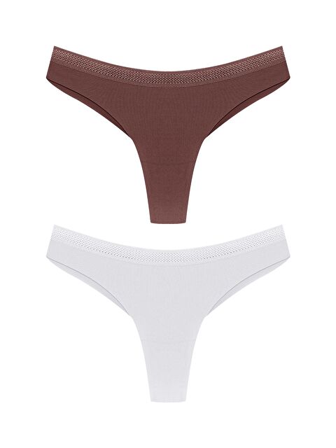 Hnx Lazer Kesim Petek Lastik Tanga Kadın Külot 2'li - S000133039-37319