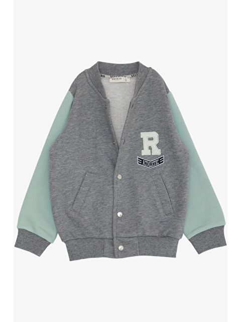 Breeze Erkek Çocuk College Ceket Harf Nakışlı Çıtçıtlı Gri Melanj (3-7 Yaş) - S000145169-37275