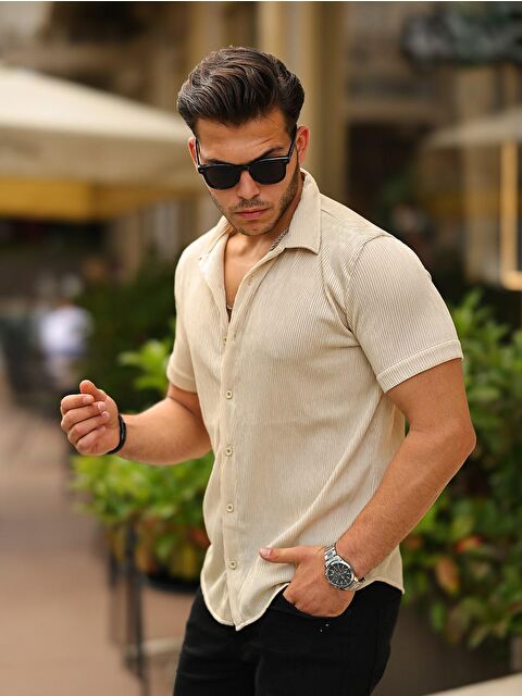 Comstar Erkek Yazlık Elastanlı Slim Fit Gömlek Yaka Kısa Kollu Gömlek - S000178150-19928