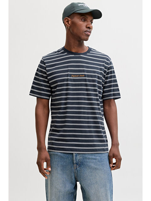 Jack & Jones Originals Çizgili Pamuklu Relaxed Fit Bisiklet Yaka T Shirt 12291021 - S000515226-37341