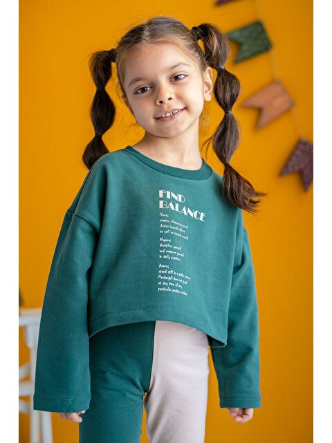ZEYLAND Kız Çocuk Yeşil Crop Sweatshirt (2-6Yaş) - S000326734-18194