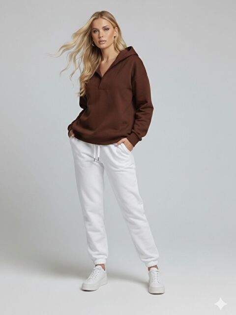 Trendseninle Acı Kahve Premium Modal Kumaş Regular Eşofman Üstü - S000503820-28102