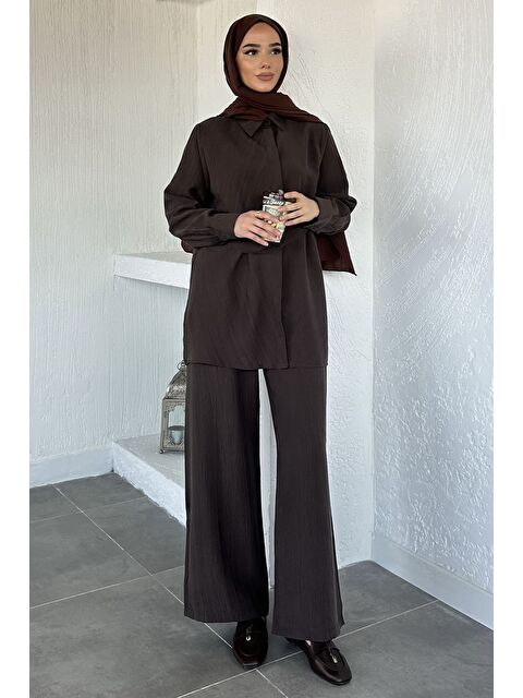 Julude Bel Detaylı Tesettür Tunik Pantolon İkili Takım