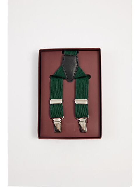 TUDORS Düz İnce Yeşil Erkek Pantolon Askısı - S000520240-18194