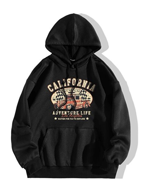 uyguntarz Unisex California Baskılı Kapüşonlu Sweatshirt - S000269052-19351