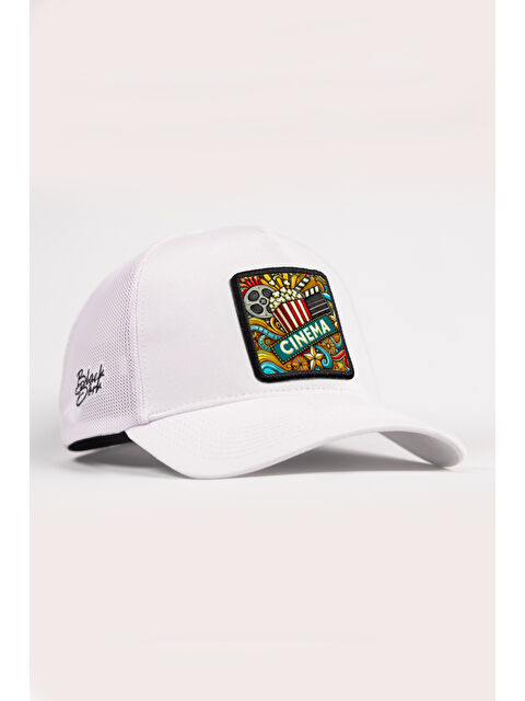 BlackBörk Sinema Logolu Beyaz Trucker Şapka